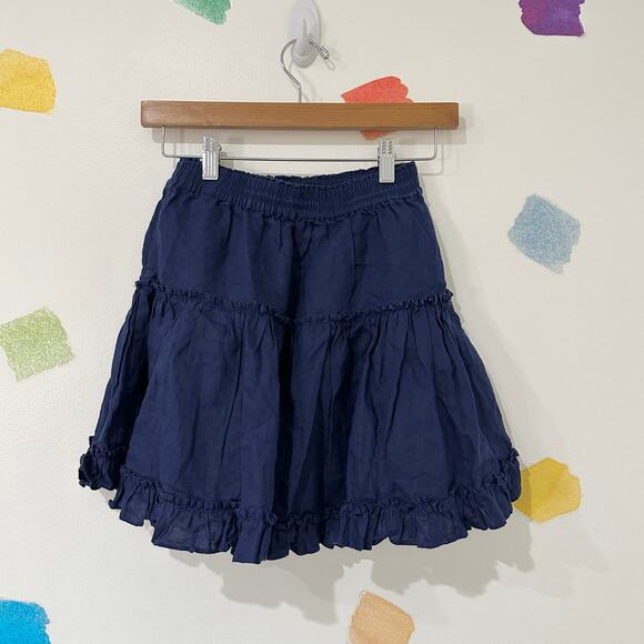 Hill House Dresses & Skirts - S Hill House Tuckernuck Navy Blue Ruffle Mini Skirt Linen